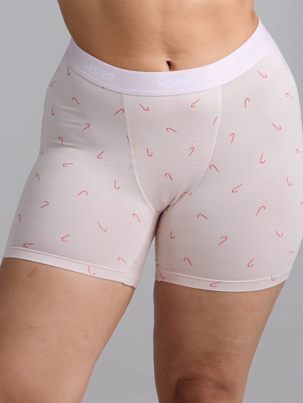 Woxer Light Pink Candy Cane Print Bike Shorts